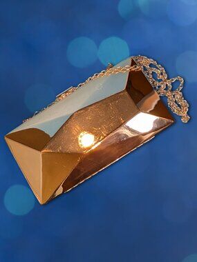 Antonio Melani Geometric Metallic Clutch Purse with Chain Shoulder Strap